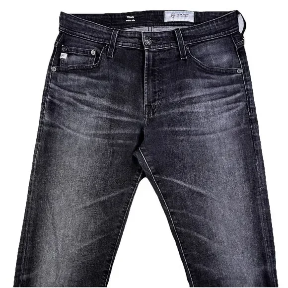 AG Adriano Goldschmied Tellis Modern Slim Jeans Mens 30x33 Black Denim - Picture 1 of 13